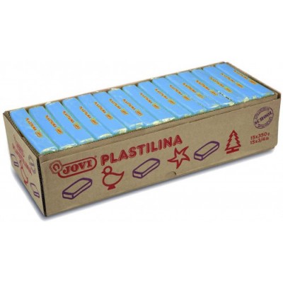 CAJA 15 PASTILLAS PLASTILINA 350 G AZUL CLARO JOVI 7212