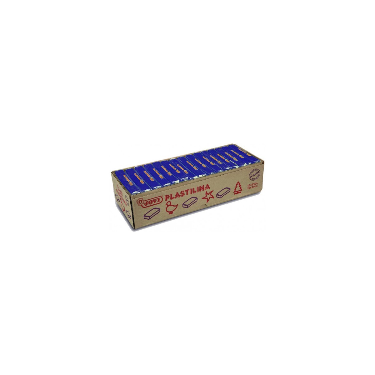 CAJA 15 PASTILLAS PLASTILINA 350 G AZUL OSCURO JOVI 7213