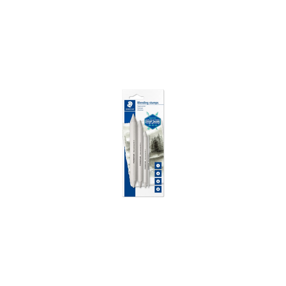 BLiSTER CON 4 DIFUMINADORES EN TAMANOS 1 4 6 Y 8 STAEDTLER 5426 S BK4