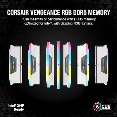 MEMORIA CORSAIR DDR5 64GB 2X32GB PC5600 VENGEANCE RGB BLANCA CMH64GX5M2B5600C40W