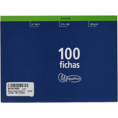 100 FICHAS DE CARTULINA RAYADA 200X120 MM Nº 4 MARIOLA 3114R