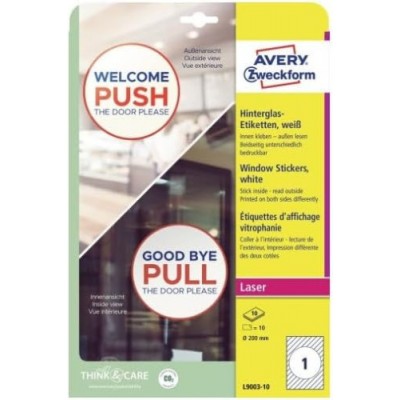 ADHESIVOS DE PAPEL PARA VENTANAS 200 MM 10 HOJAS POR PAQUETE AVERY L9003 10