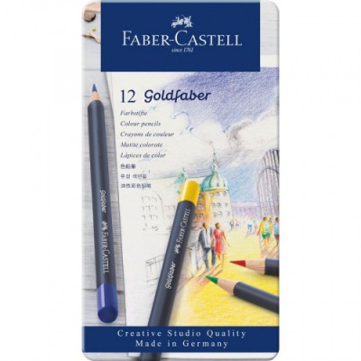 ESTUCHE DE METAL CON 12 LaPICES DE COLORES GOLDFABER FABER CASTELL 114712