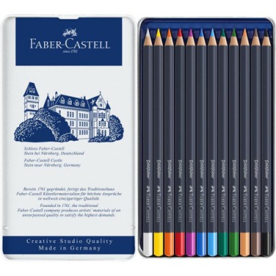 ESTUCHE DE METAL CON 12 LaPICES DE COLORES GOLDFABER FABER CASTELL 114712