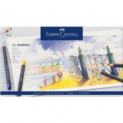 ESTUCHE DE METAL CON 36 LaPICES DE COLORES GOLDFABER FABER CASTELL 114736