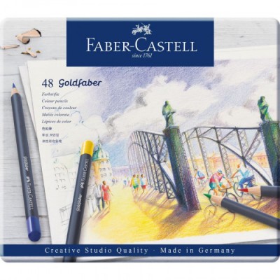 ESTUCHE DE METAL CON 48 LaPICES DE COLORES GOLDFABER FABER CASTELL 114748