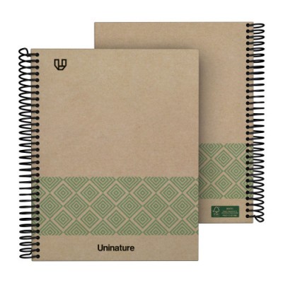 CUADERNO RECICLADO A5 KRAFT SOFT TAPA DURA 80 HOJAS 90GR CUADRICULA 4X4 MM VERDE UNINATURE 88538720