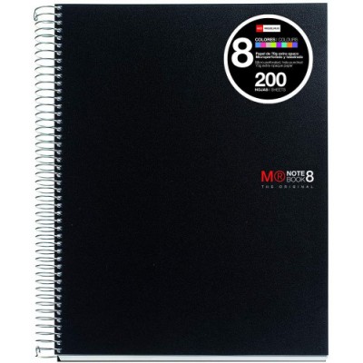 CUADERNO ESPIRAL NB 8 A4 200 HOJAS 5X5MM POLIPROPILENO NEGRO MIQUELRIUS 42006