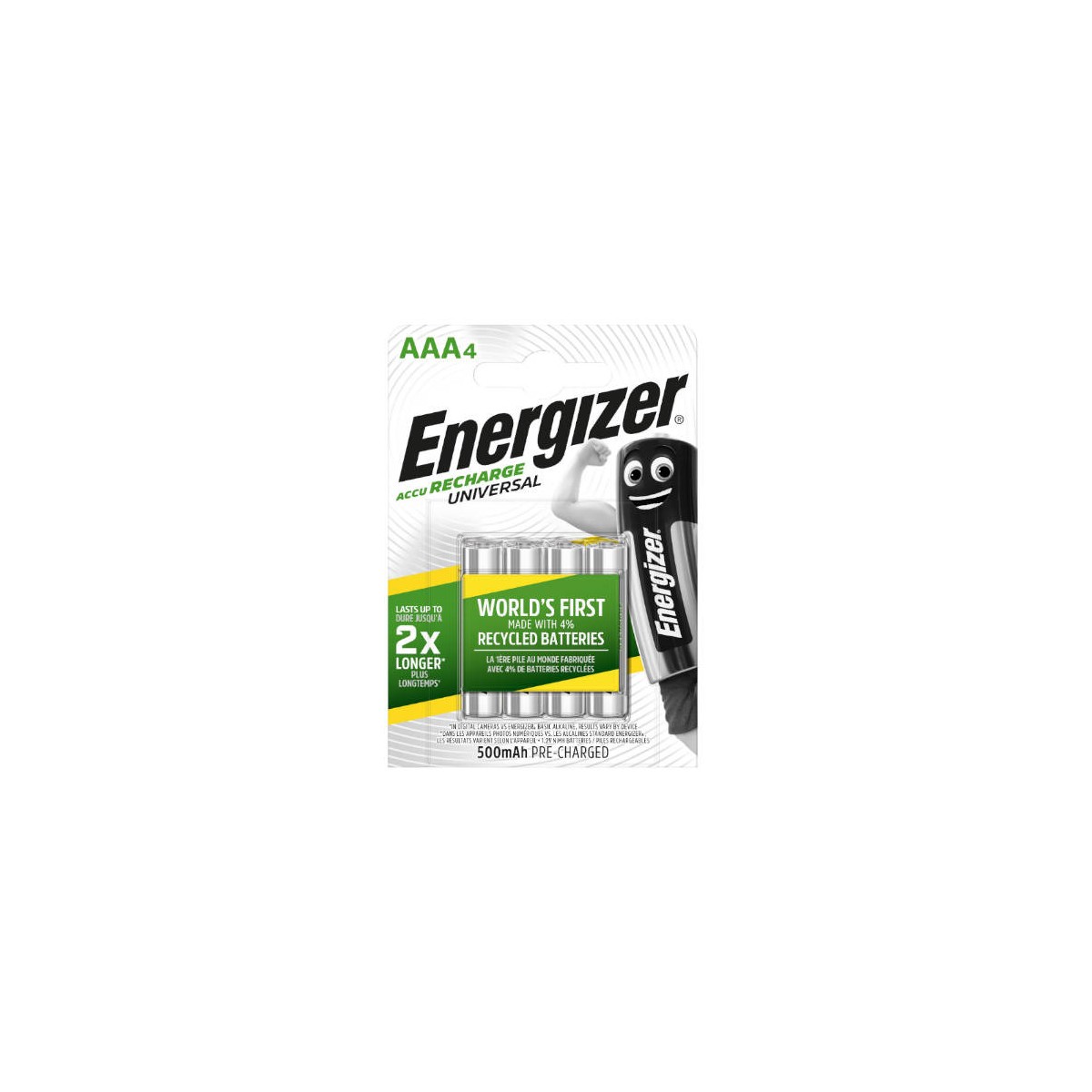 BLISTER 4 PILAS RECARGABLES UNIVERSAL POTENCIA 500 MAH TIPO HR03 ENERGIZER E301375701