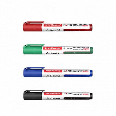 SET 4 MARCADORES PIZARRA BLANCA CON TINTA LiQUIDA LW 600 NEGRO AZUL ROJO VERDE ERICH KRAUSE 58362